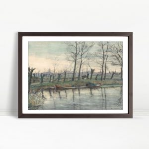 Quiet Canal With Moored Rowboats