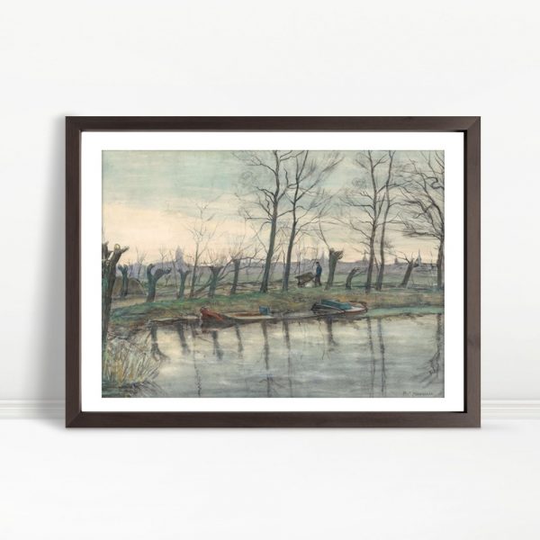 Quiet Canal With Moored Rowboats