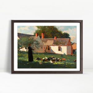 Country Woman Feeding Her Flock