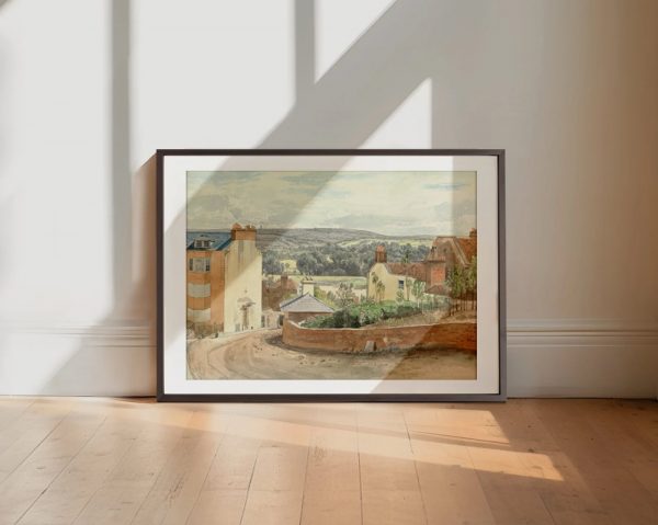 Sunlit Hilltop Village With Distant Fields - Image 2