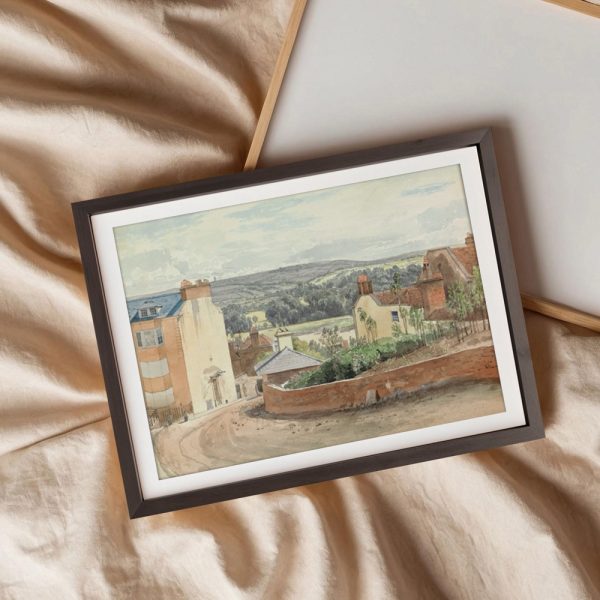 Sunlit Hilltop Village With Distant Fields - Image 3