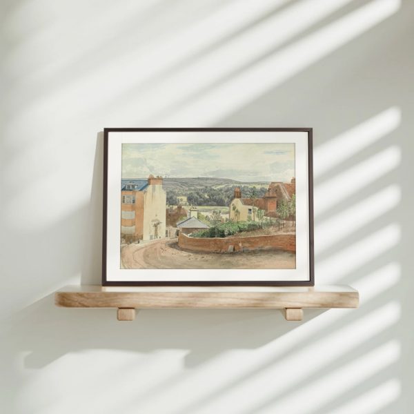 Sunlit Hilltop Village With Distant Fields - Image 4