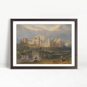 Ruined Castle Reflected At Sunset