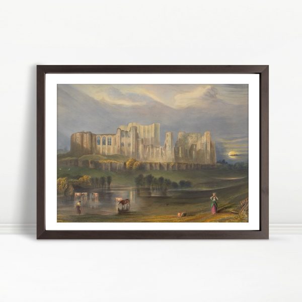 Ruined Castle Reflected At Sunset