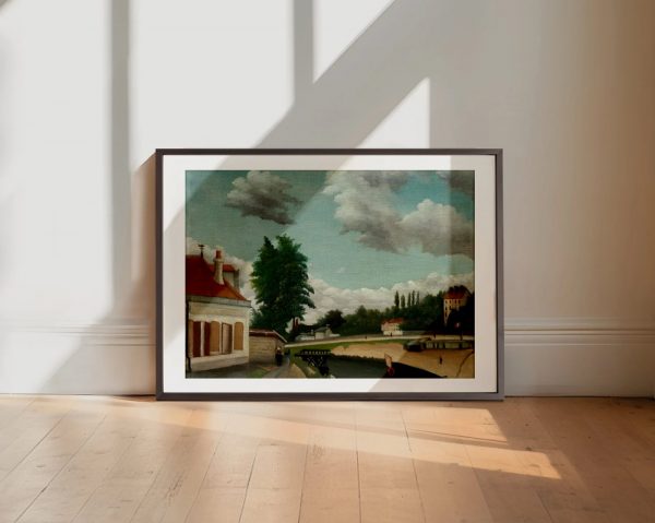 Riverbank Village Beneath Puffy Clouds - Image 2