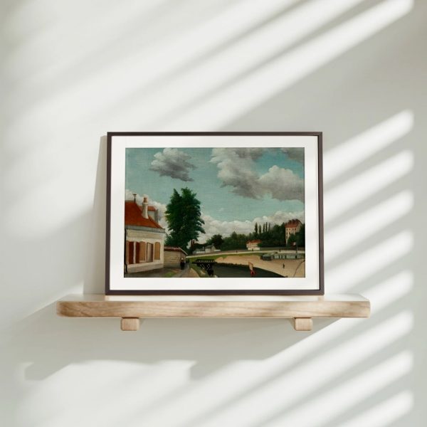 Riverbank Village Beneath Puffy Clouds - Image 4