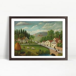 Pastoral Village With Winding Stream