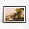 Romantic River Journey Vintage Scene