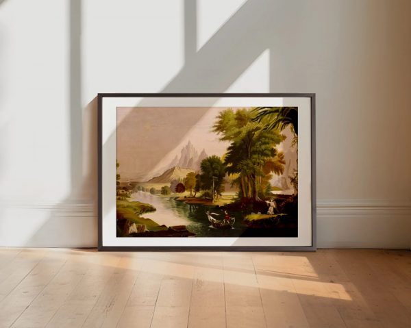 Romantic River Journey Vintage Scene - Image 2