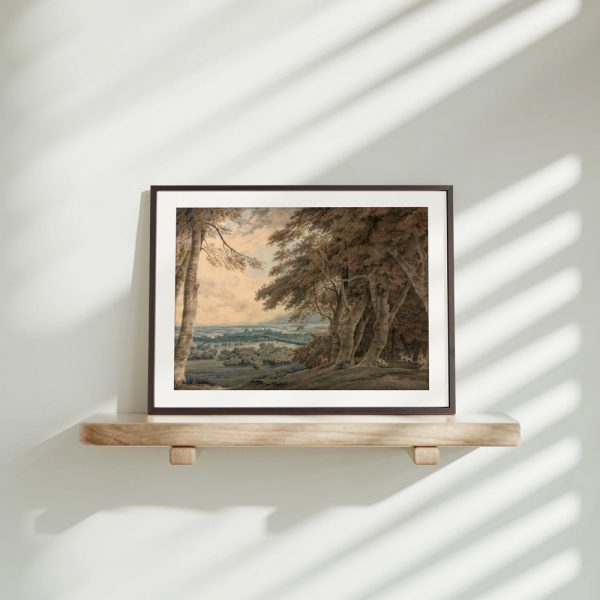 Sunlit Woodland View Over Fields - Image 4