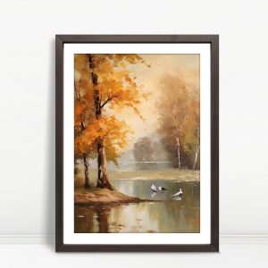Autumn Reflections With Tranquil Swans