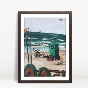 Seaside Scene With Bathers And Flags