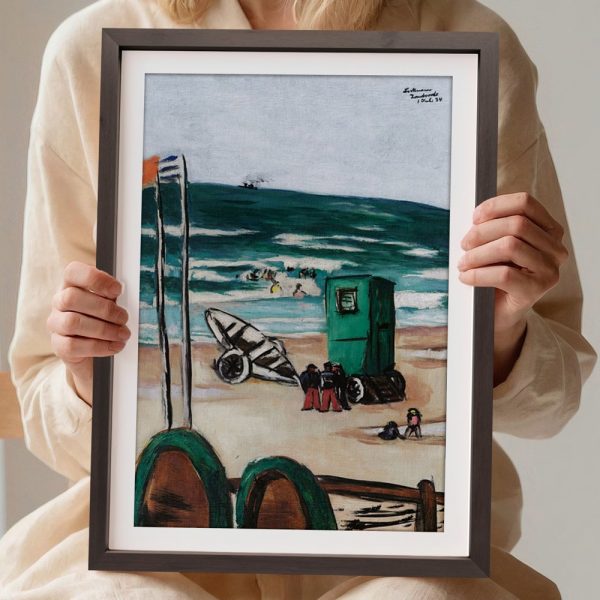 Seaside Scene With Bathers And Flags - Image 2