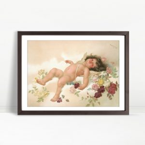 Cherub Amidst Roses On Clouds