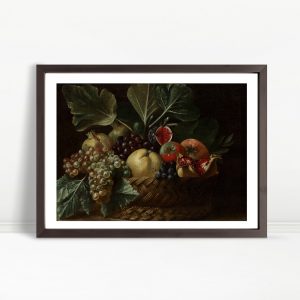 Basket Of Grapes Figs Pomegranate Still Life