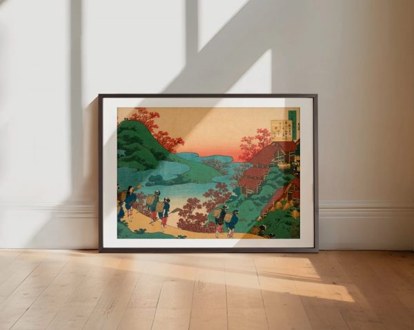 Travelers Along Lakeside Village At Sunset - Image 2