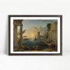 Ancient Harbor with Ships at Sunset