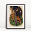 Grazing Cow And Horse In Abstract Forest