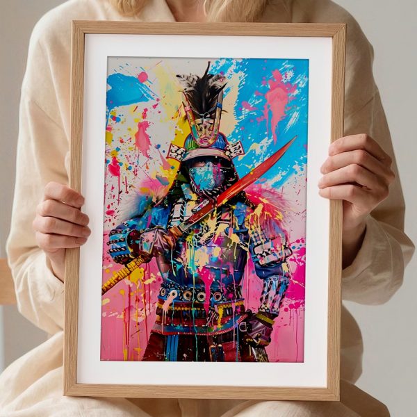 Samurai Warrior Neon Paint Splash - Image 2