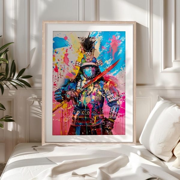 Samurai Warrior Neon Paint Splash - Image 5