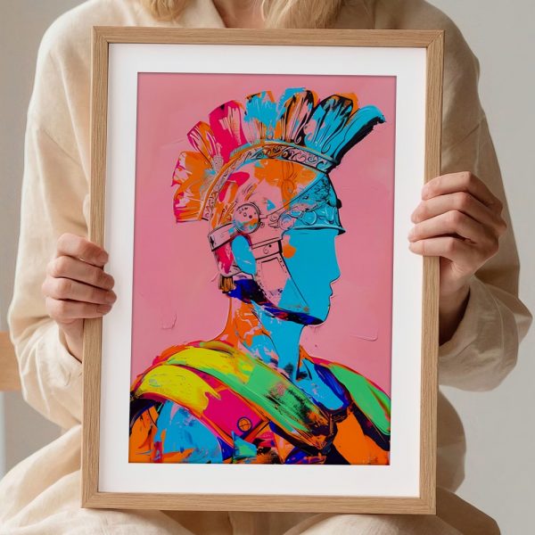 Neon Roman Warrior Bust Painting - Image 2