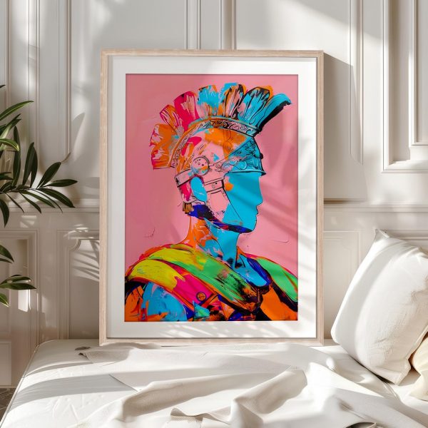 Neon Roman Warrior Bust Painting - Image 5