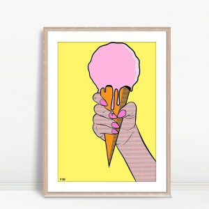Drippy Pink Ice Cream Pop Art