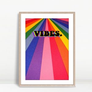 Retro Rainbow Rays Vibes Poster