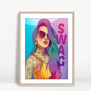 Tattooed Swag Girl Pop Portrait