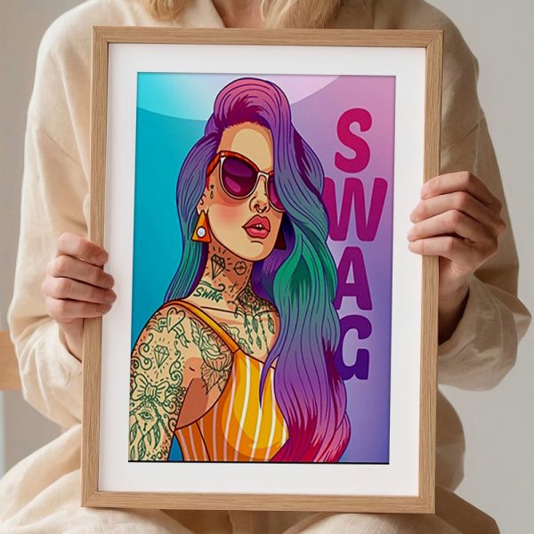 Tattooed Swag Girl Pop Portrait - Image 2