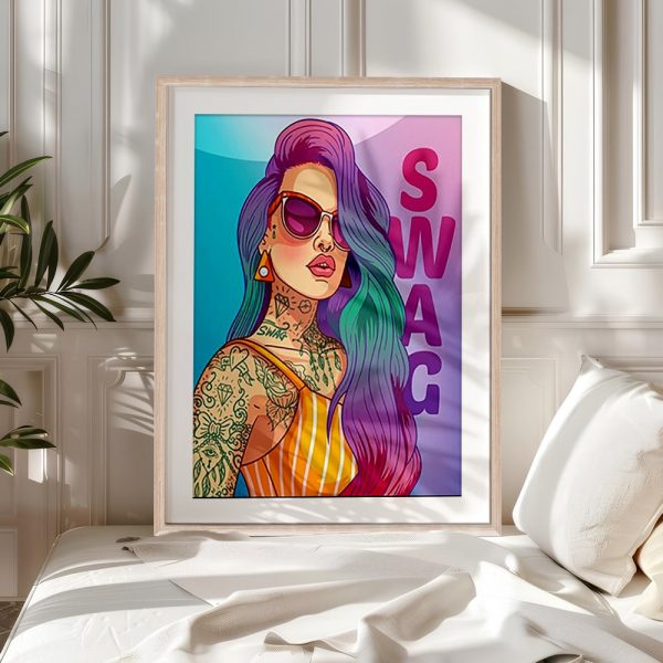 Tattooed Swag Girl Pop Portrait - Image 5