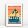 Retro Van Beach Sunset Wall Art