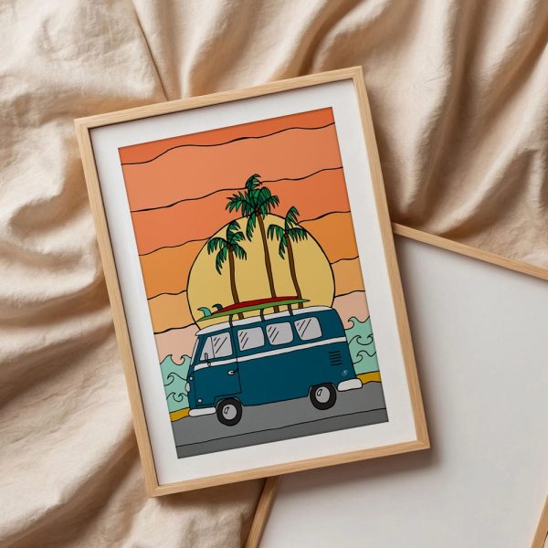 Retro Van Beach Sunset Wall Art - Image 3