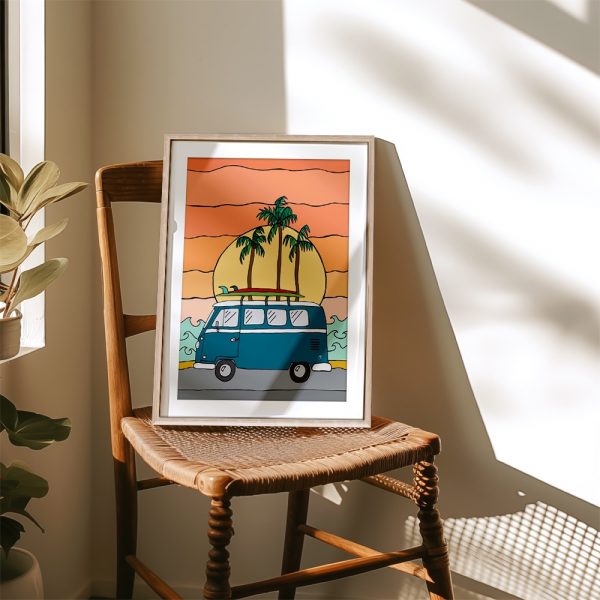 Retro Van Beach Sunset Wall Art - Image 4