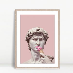 Michelangelo Statue Eats Pink Ice Cream