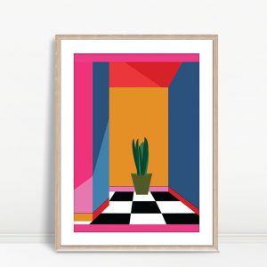 Geometric Hallway Plant Aesthetic Art