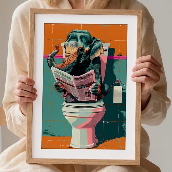 Toilet Reading Elephant Gallery Art - Image 2
