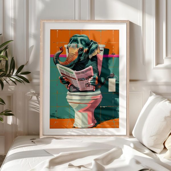Toilet Reading Elephant Gallery Art - Image 5