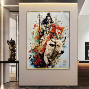 Shiva on Nandi Crystal Glass Painting