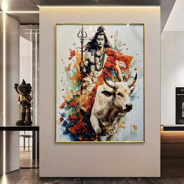 Shiva on Nandi Crystal Glass Painting