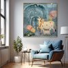 Traditional Lotus Cow Pichwai Crystal Painting