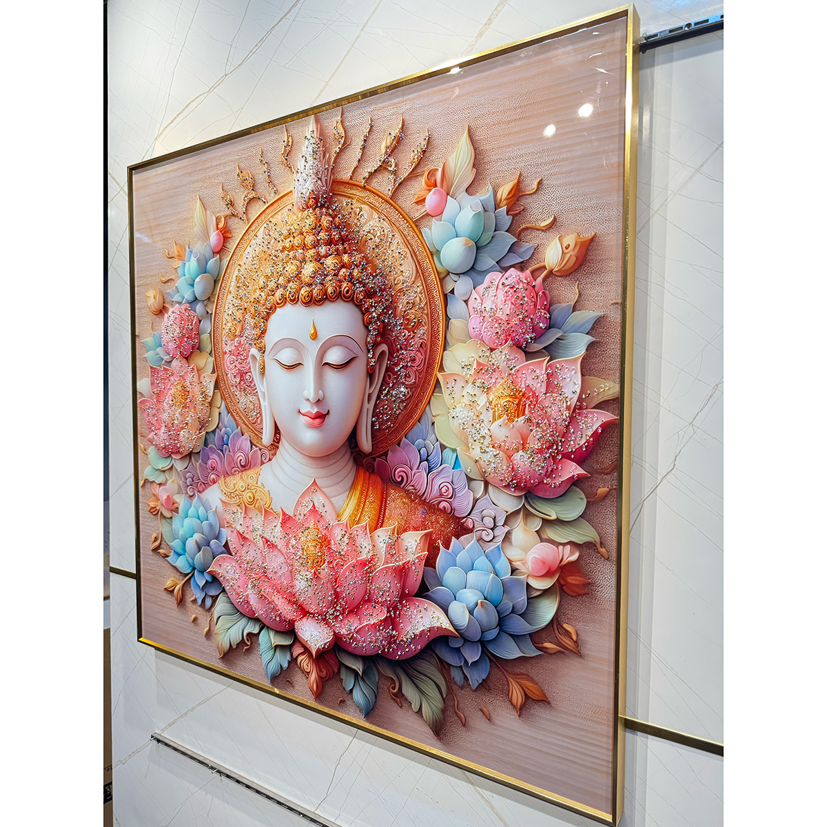 Lotus Serenity Crystal Glass Buddha Painting - Image 5