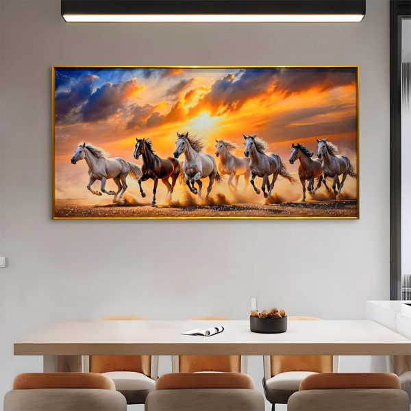 Storms End Seven Horses Crystal Glass Painting - Image 2