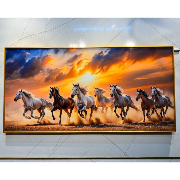 Storms End Seven Horses Crystal Glass Painting - Image 3