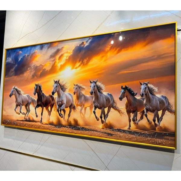 Storms End Seven Horses Crystal Glass Painting - Image 4