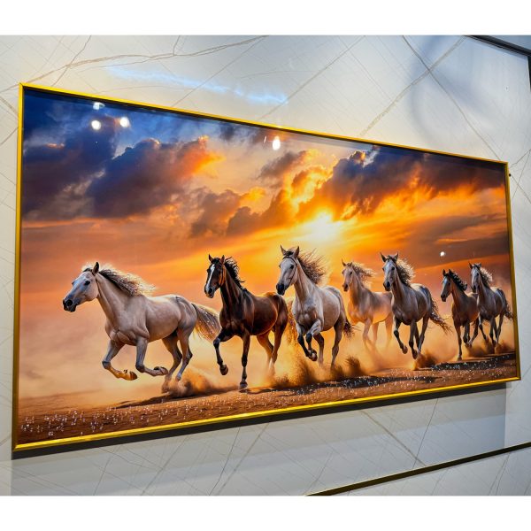 Storms End Seven Horses Crystal Glass Painting - Image 5