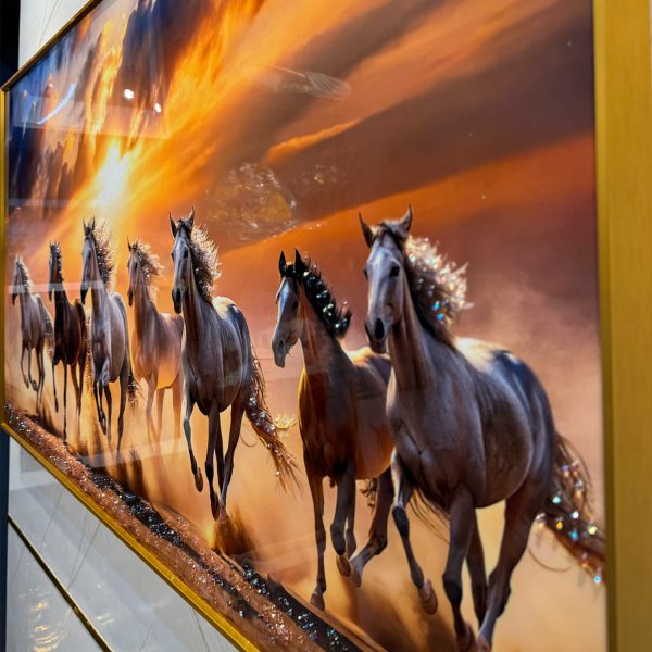 Storms End Seven Horses Crystal Glass Painting - Image 6