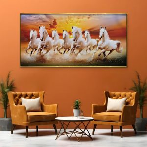 7 Running Horse Vastu Crystal Glass Painting