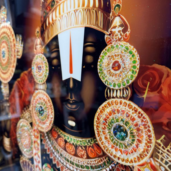 Traditional Venkateshwara and Laxmi Ji Glass Canvas Painting - Image 7