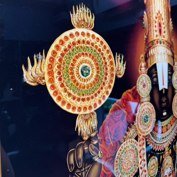 Traditional Venkateshwara and Laxmi Ji Glass Canvas Painting - Image 8